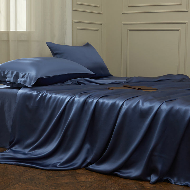 Thana Fiord Blue Mulberry Silk Luxury Bedding Set - DARIYA HOME