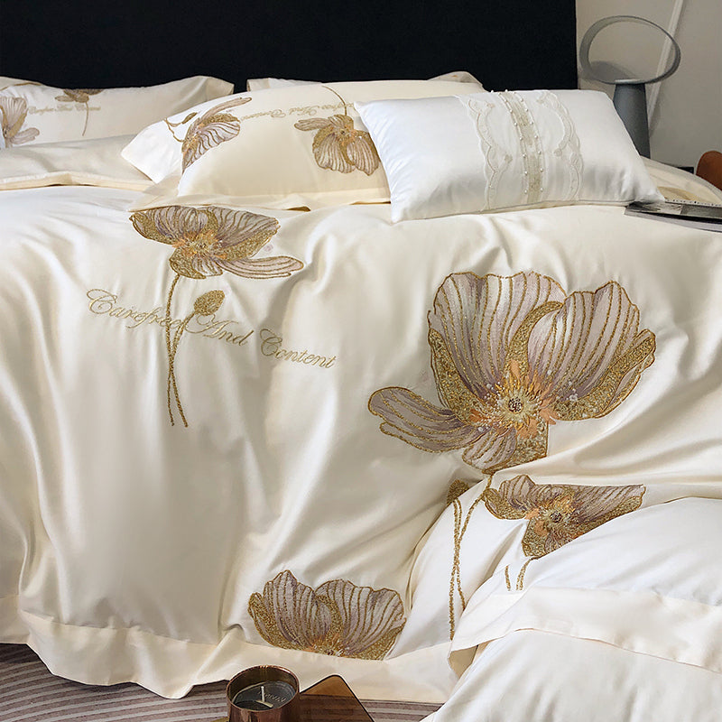 Flora Egyptian Cotton Luxury Embroidered Bedding Set - DARIYA HOME