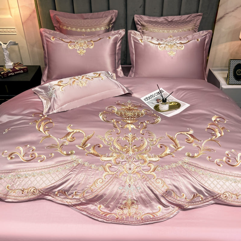 Elmira Candy Luxury 600TC Satin Egyptian Cotton Royal Embroidery Duvet Bedding Set - DARIYA HOME