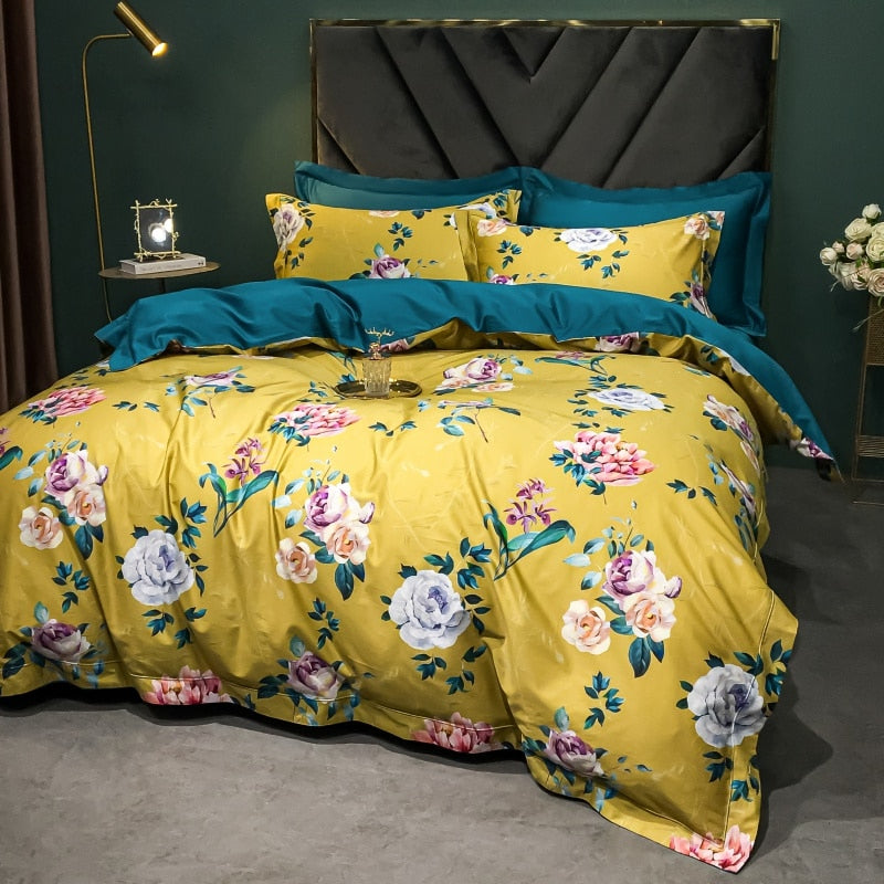 Brigitte Salomie Roses Floral Design Egyptian Cotton Bedding Set - DARIYA HOME