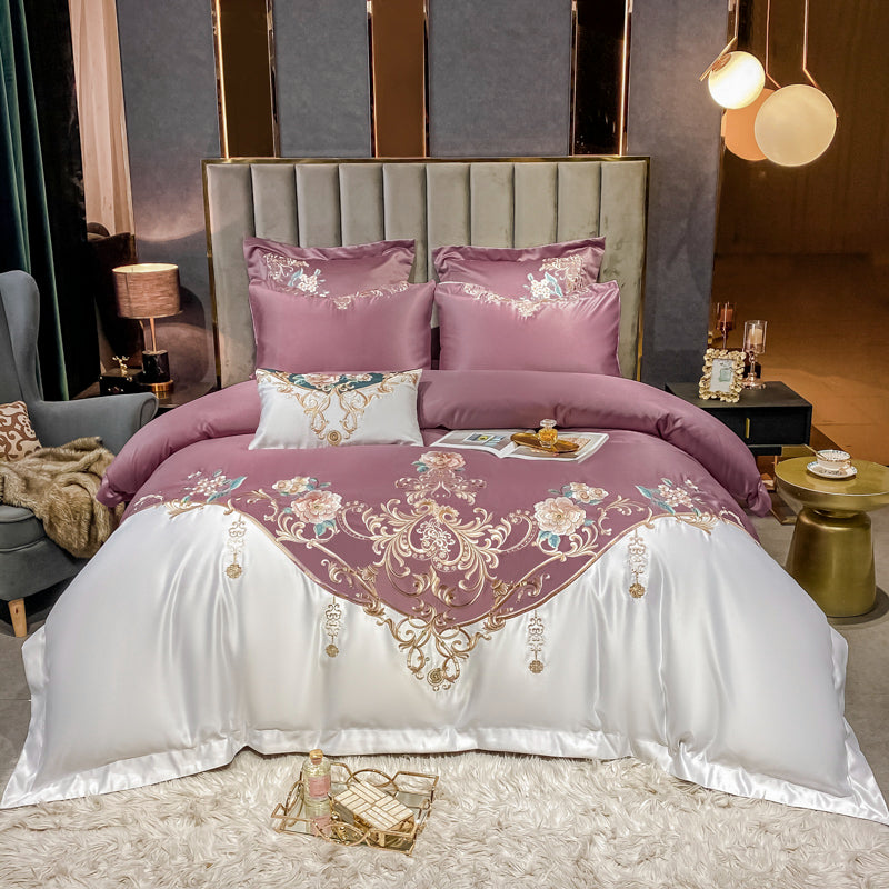 Julieta Pharlap Luxury 600 TC Cotton Flowers Royal Embroidery Duvet Bedding Set - DARIYA HOME