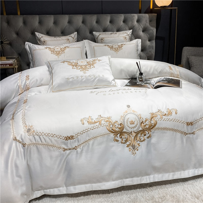 Paris Luxury 600TC Egyptian Cotton Royal Embroidered Duvet Bedding Set - DARIYA HOME