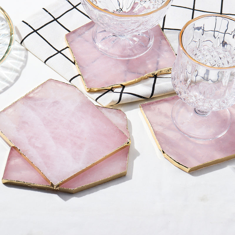 Rose Quartz Crystal Luxury Coaster