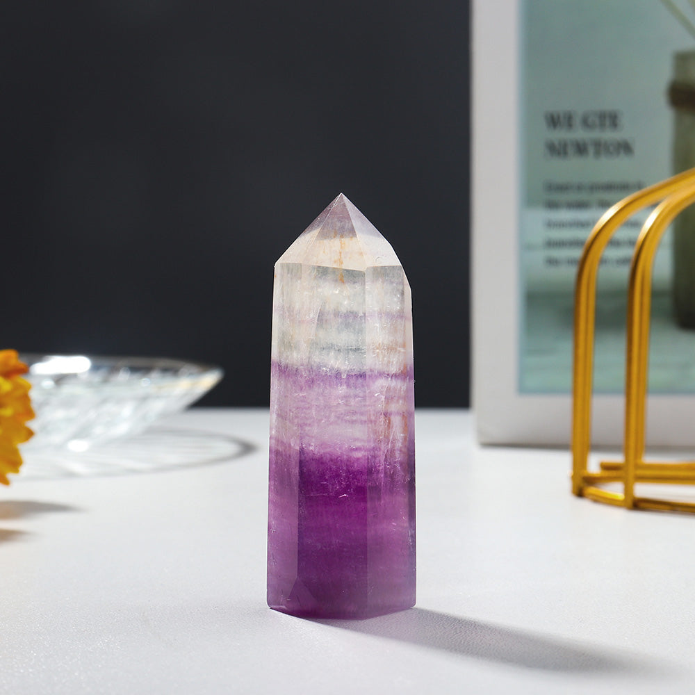 Natural Fluorite Crystal Point Home Obelisk