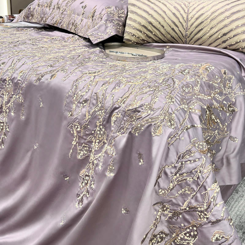 Cream Pearl Luxury 1000TC Egyptian Cotton Royal Embroidery Duvet Bedding Set - DARIYA HOME