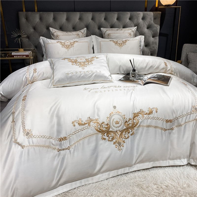 Paris Luxury 600TC Egyptian Cotton Royal Embroidered Duvet Bedding Set - DARIYA HOME