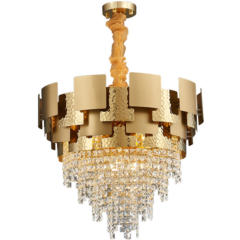 Mars Titanium Gold Luxury Crystal Chandelier Handmade Polished Steel - DARIYA HOME