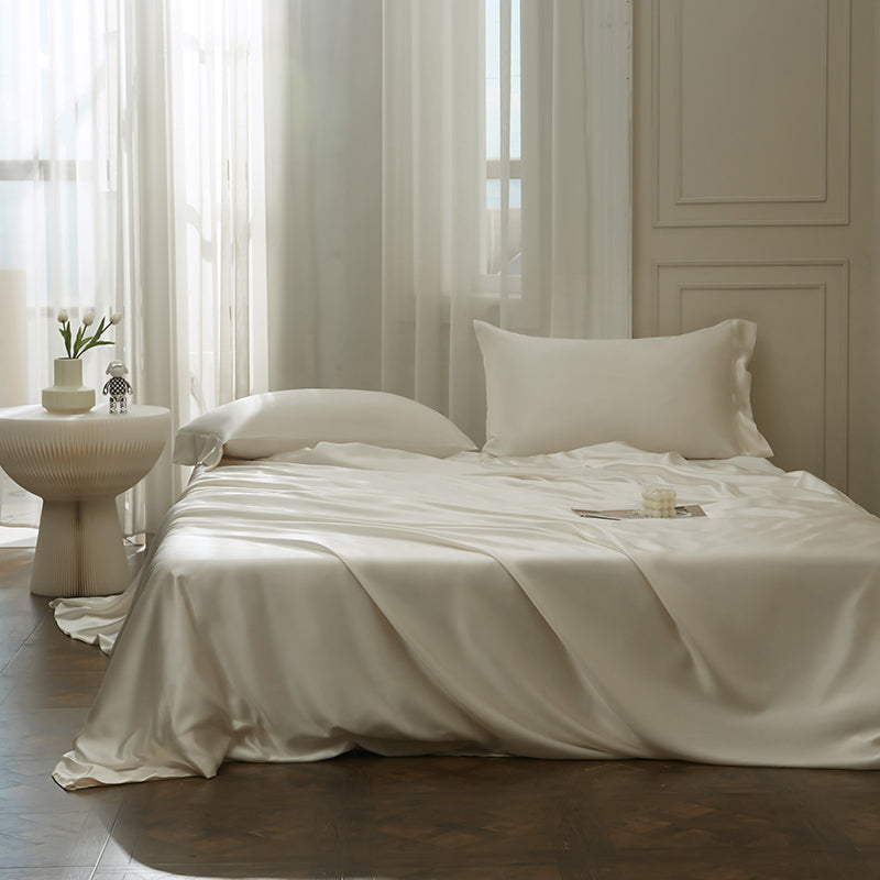 Thana Cararra White Mulberry Silk Luxury Bedding Set - DARIYA HOME