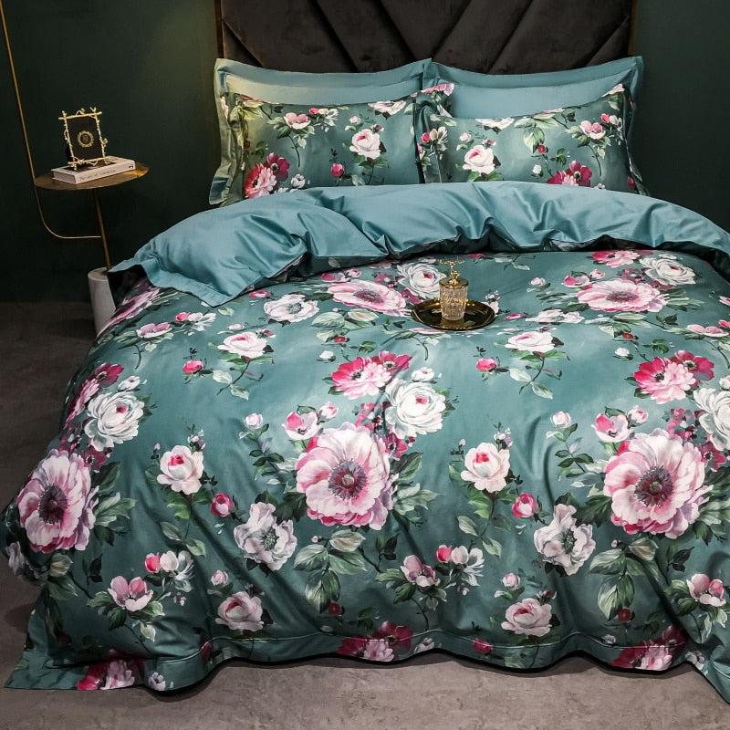 Brigitte Juniper Floral Design Egyptian Cotton Bedding Set - DARIYA HOME