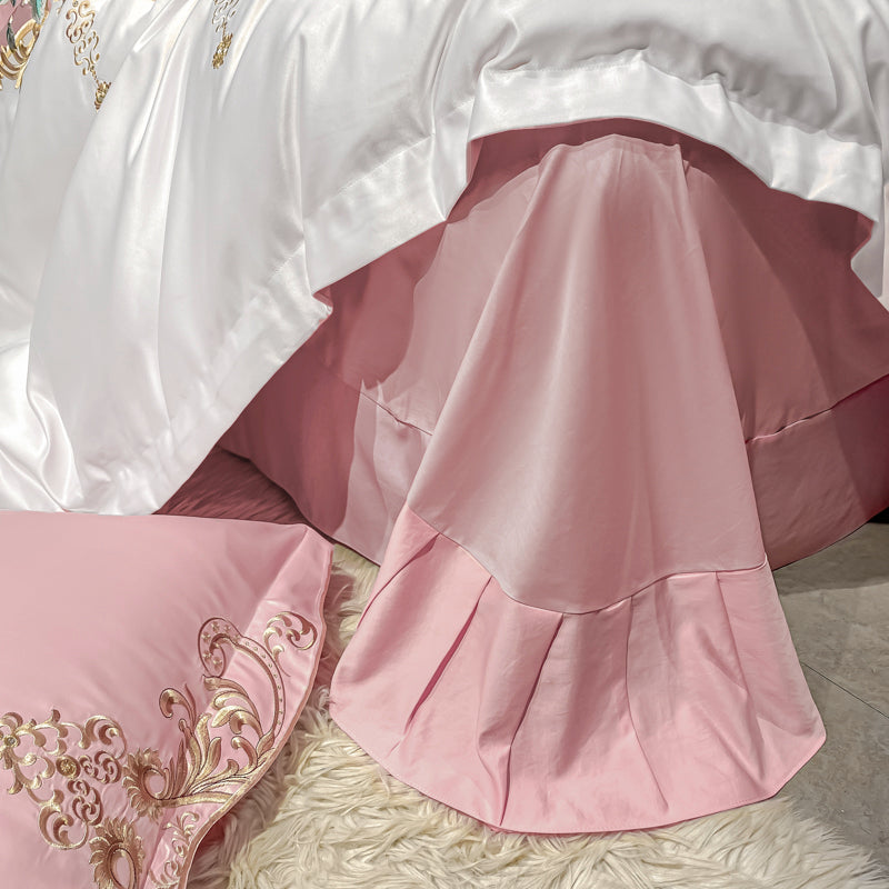 Julieta Clam Shell Luxury 600 TC Cotton Flowers Royal Embroidery Duvet Bedding Set - DARIYA HOME