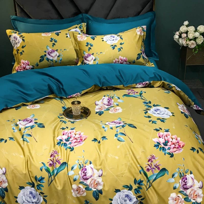 Brigitte Salomie Roses Floral Design Egyptian Cotton Bedding Set - DARIYA HOME