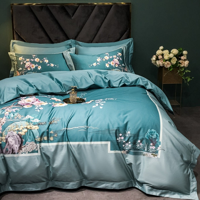 Brigitte Breaker Bay Floral Design Egyptian Cotton Bedding Set - DARIYA HOME