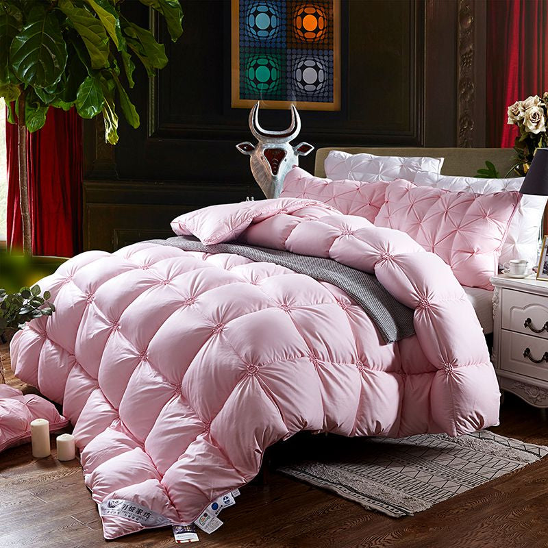 Saraya Careys Pink Premium Quilted Cotton Goose Down All Seasons Luxury Comforter - DARIYA HOME