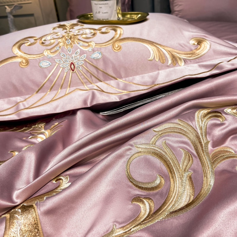 Elmira Candy Luxury 600TC Satin Egyptian Cotton Royal Embroidery Duvet Bedding Set - DARIYA HOME