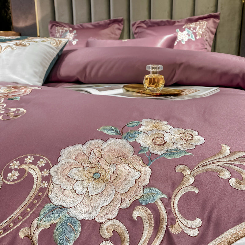 Julieta Pharlap Luxury 600 TC Cotton Flowers Royal Embroidery Duvet Bedding Set - DARIYA HOME