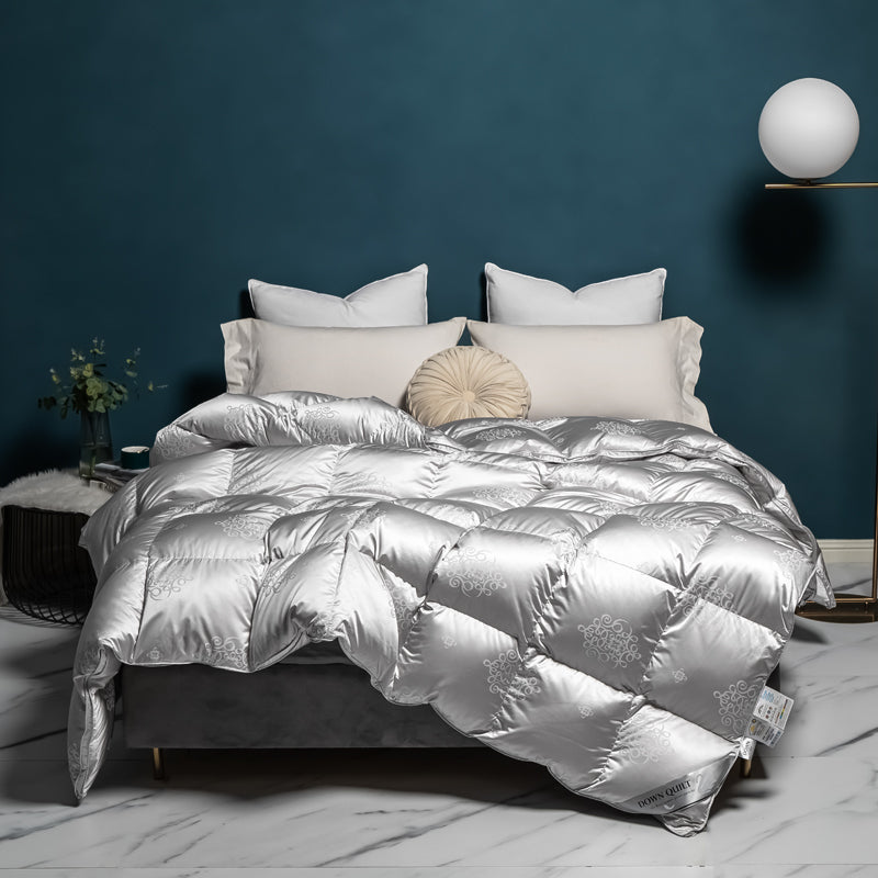 Teva Quilted Brocade Jacquard Goose Down All Seasons Luxury Comforter - DARIYA HOME