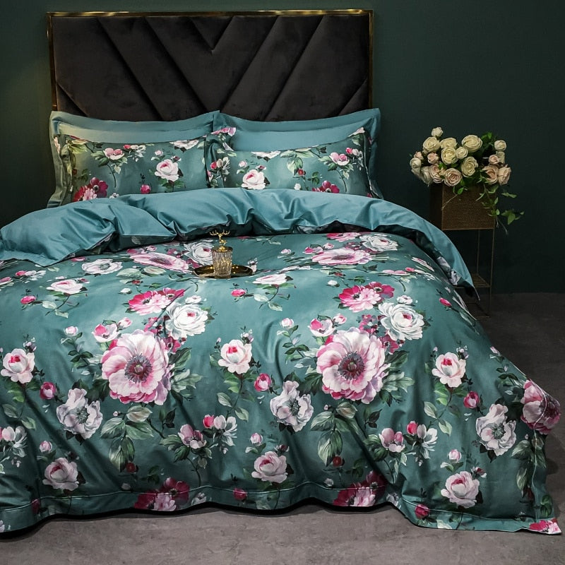 Brigitte Juniper Floral Design Egyptian Cotton Bedding Set - DARIYA HOME