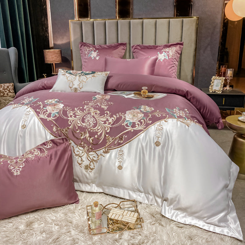 Julieta Pharlap Luxury 600 TC Cotton Flowers Royal Embroidery Duvet Bedding Set - DARIYA HOME