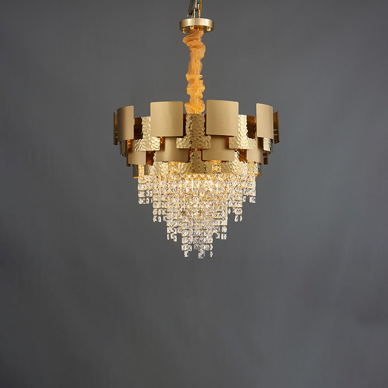 Mars Titanium Gold Luxury Crystal Chandelier Handmade Polished Steel - DARIYA HOME