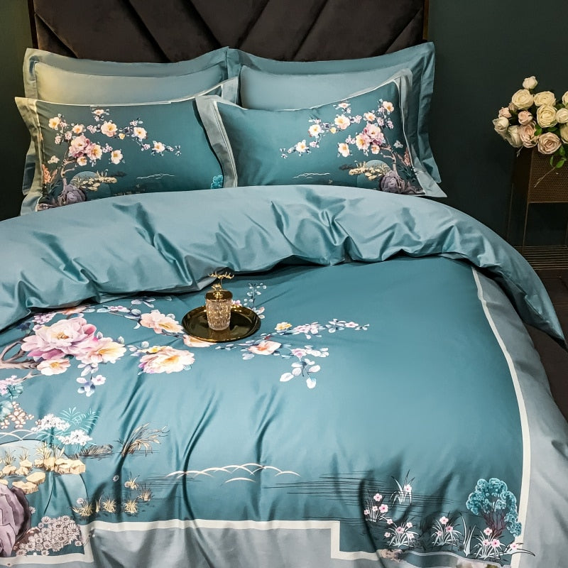 Brigitte Breaker Bay Floral Design Egyptian Cotton Bedding Set - DARIYA HOME