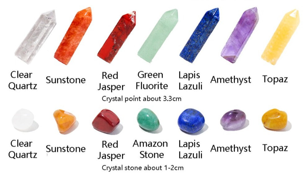 14 Natural Crystals Gemstones 7 Chakras Luxury Home Collection Gift Box