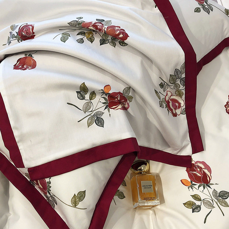 Elektra Fiori Claret 1000TC Egyptian Cotton Royal Duvet Bedding Set - DARIYA HOME