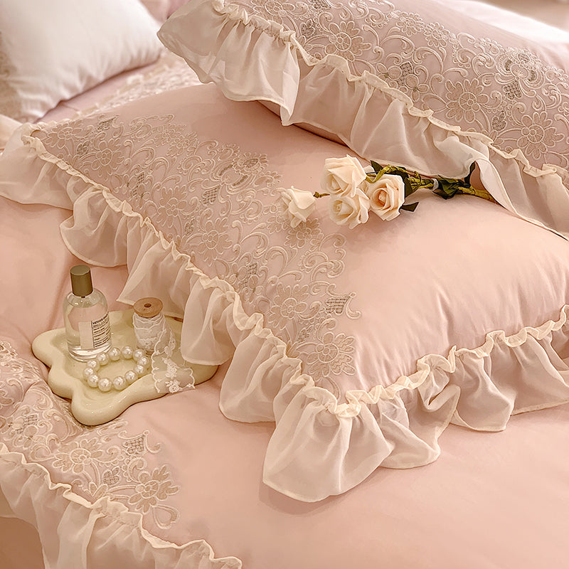 Ariana Pink Egyptian Cotton Embroidered Royal Duvet Bedding Set - DARIYA HOME