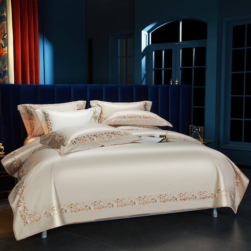 Elice Cream Luxury 1000TC Egyptian Cotton Royal Embroidery Duvet Bedding Set - DARIYA HOME