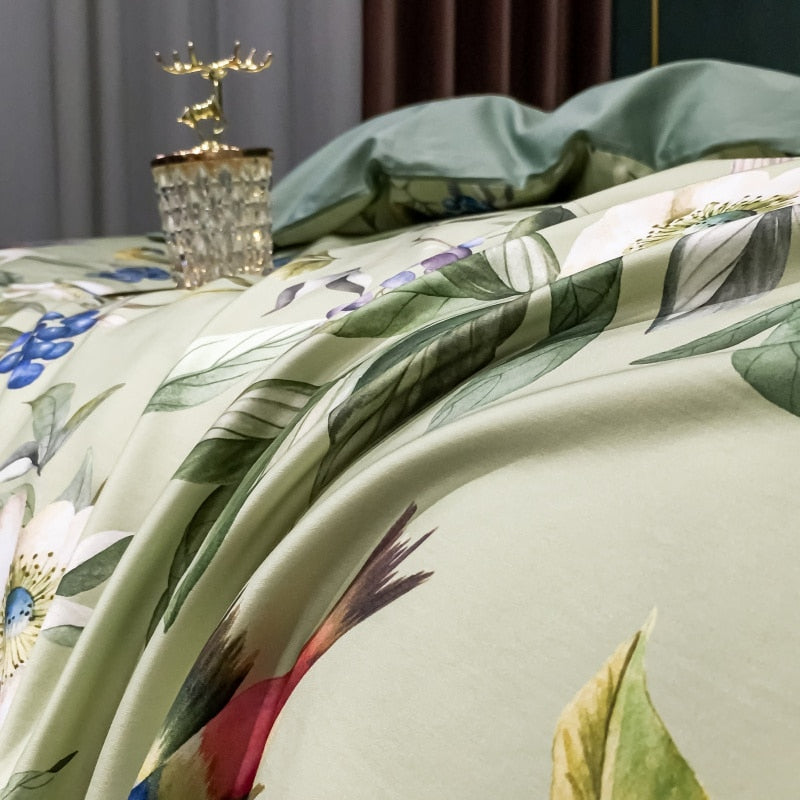 Brigitte Flowers & Birds Design Egyptian Cotton Bedding Set - DARIYA HOME