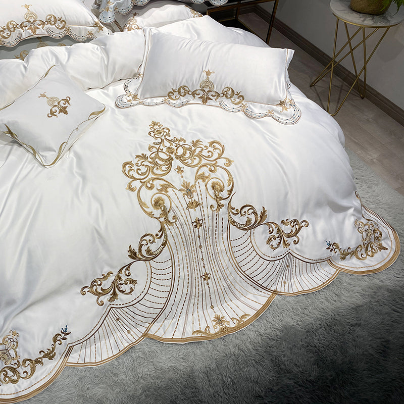 Lucia Luxury Soft Satin Egyptian Cotton Royal Embroidery Duvet Bedding Set - DARIYA HOME