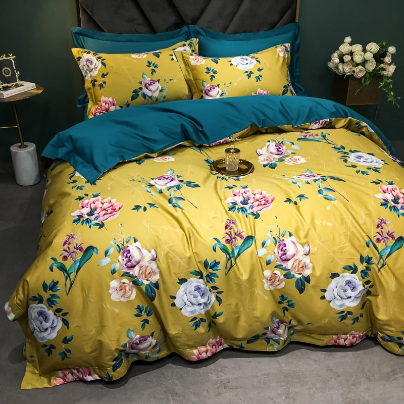 Brigitte Salomie Roses Floral Design Egyptian Cotton Bedding Set - DARIYA HOME