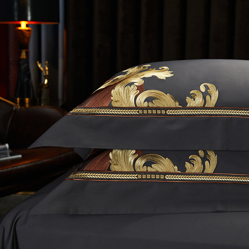 King Black Luxury 1000TC Egyptian Cotton Royal Embroidery Duvet Bedding Set - DARIYA HOME