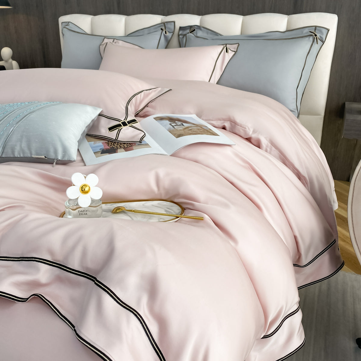 Nuria Clam Shell Bamboo Fiber Breathable Princess Bowknot Bedding Set - DARIYA HOME