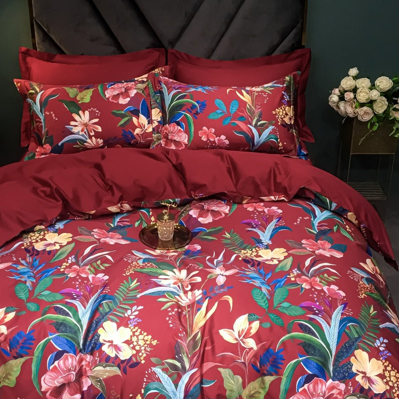 Brigitte Cabaret Floral Egyptian Cotton Bedding Set - DARIYA HOME