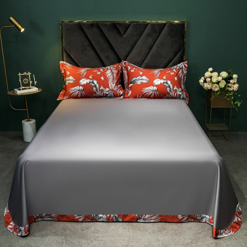 Brigitte Persimmon Floral Design Egyptian Cotton Bedding Set - DARIYA HOME