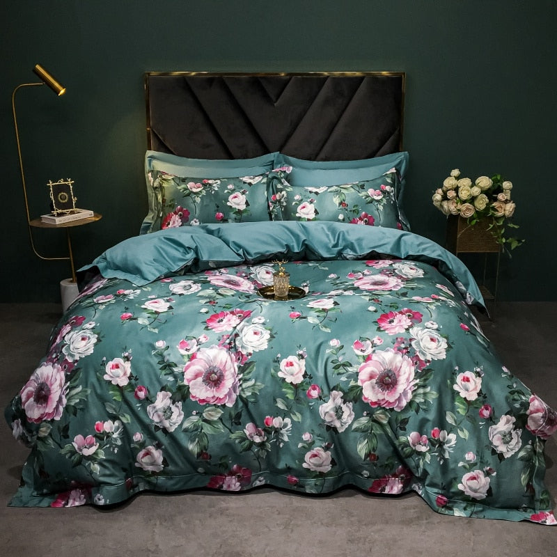 Brigitte Juniper Floral Design Egyptian Cotton Bedding Set - DARIYA HOME