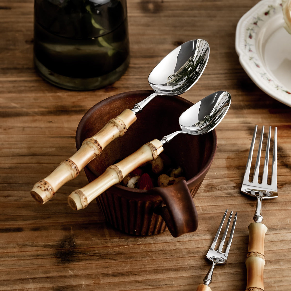 Giovanna Real Bamboo Stainless Steel Cutlery Set - DARIYA HOME