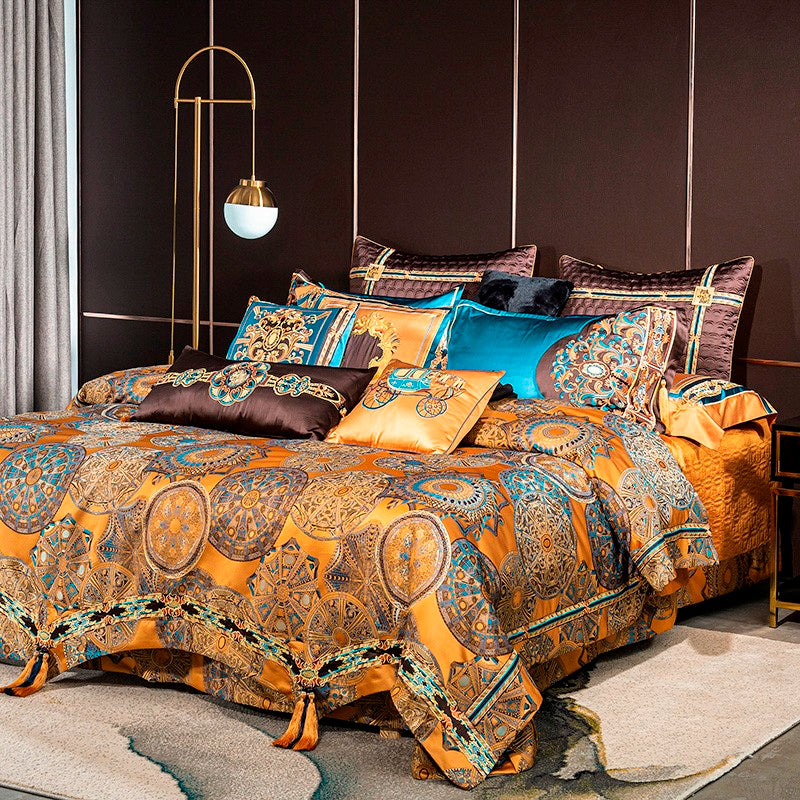 Deena Luxury Satin Jacquard 1200TC Egyptian Cotton Royal Embroidered Duvet Cover Set - DARIYA HOME