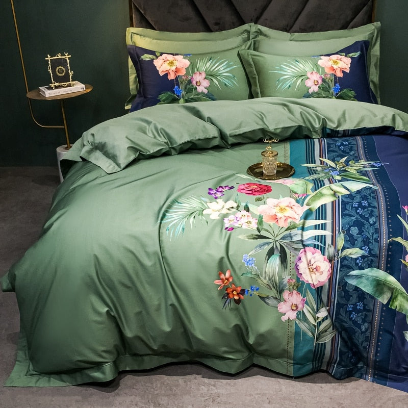 Brigitte Envy Floral Design Egyptian Cotton Bedding Set - DARIYA HOME