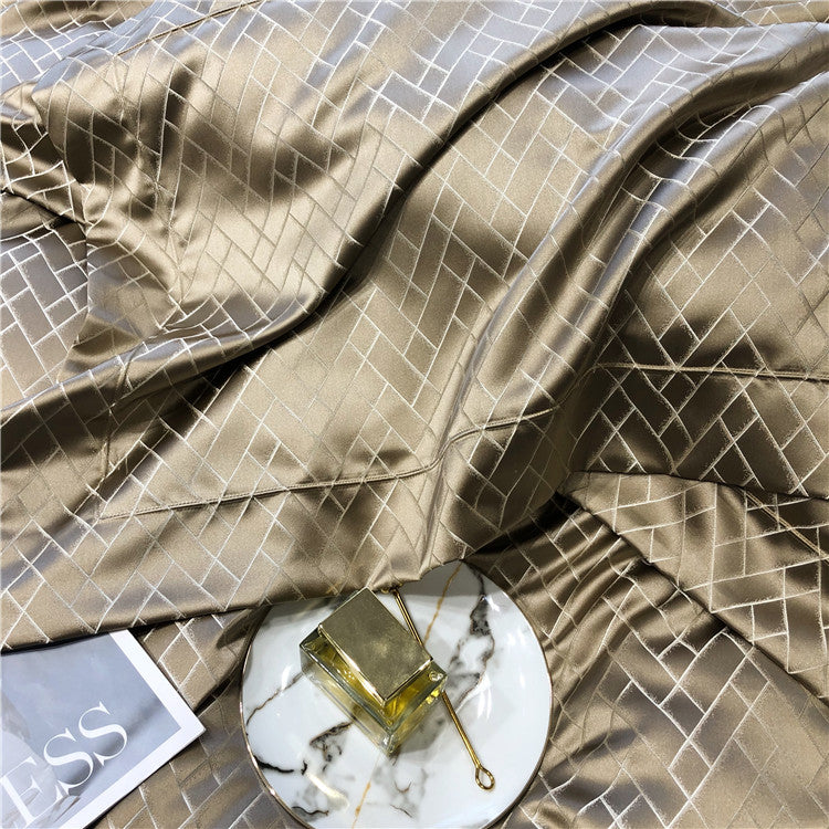 Eleonore Gold 1000TC Satin Jacquard Egyptian Cotton Royal Duvet Bedding Set - DARIYA HOME