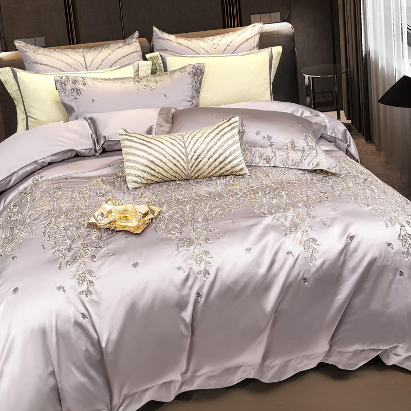 Cream Pearl Luxury 1000TC Egyptian Cotton Royal Embroidery Duvet Bedding Set - DARIYA HOME