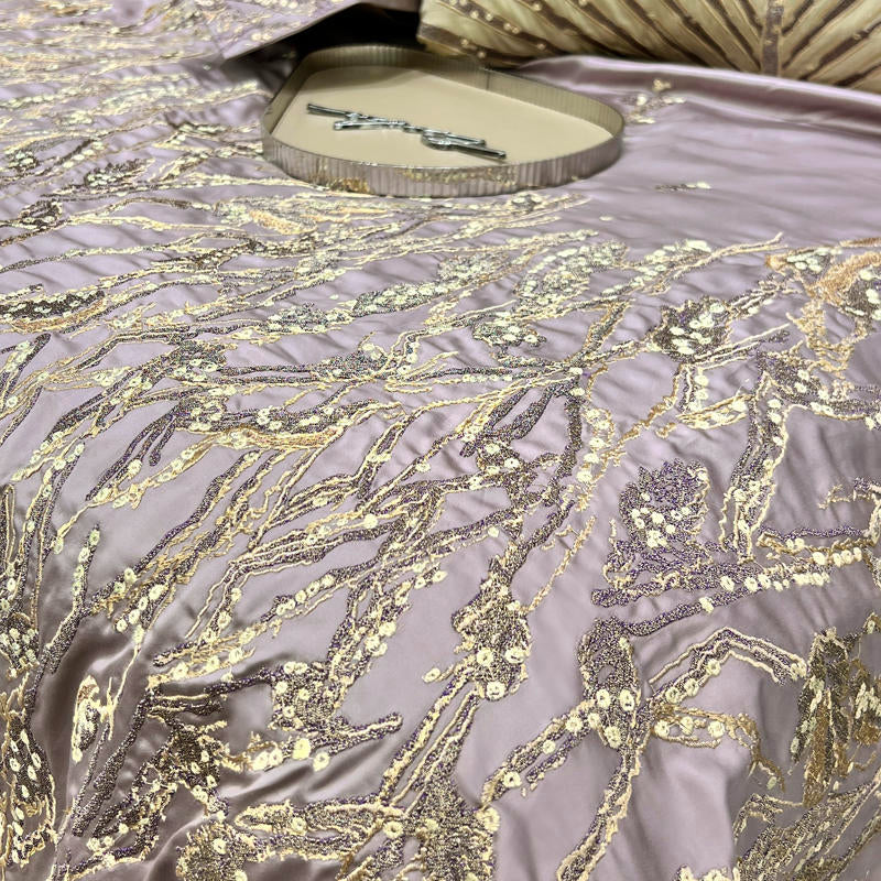 Cream Pearl Luxury 1000TC Egyptian Cotton Royal Embroidery Duvet Bedding Set - DARIYA HOME