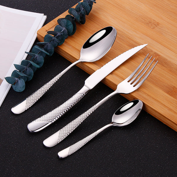 Ferrara Silver Textured Royal Cutlery Set - DARIYA HOME