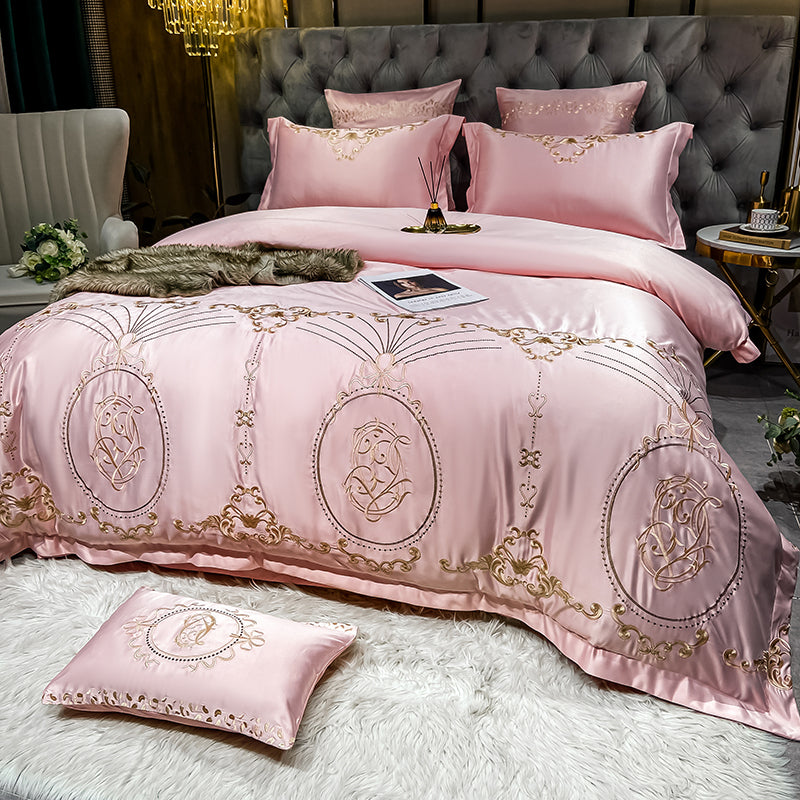 Naomi Clam Shell Luxury 600TC Satin Egyptian Cotton Royal Embroidered Duvet Bedding Set - DARIYA HOME