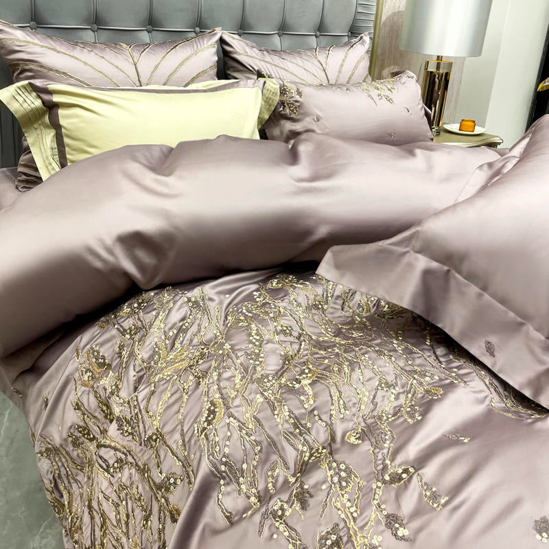 Cream Pearl Luxury 1000TC Egyptian Cotton Royal Embroidery Duvet Bedding Set - DARIYA HOME