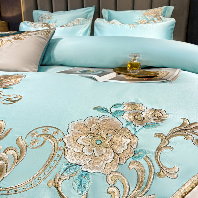 Julieta Botticelli Luxury 600 TC Cotton Flowers Royal Embroidery Duvet Bedding Set - DARIYA HOME