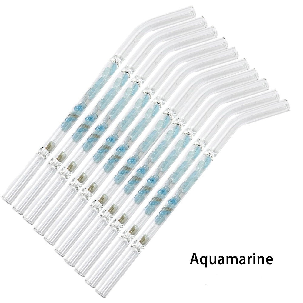 Natural Crystal Stones Luxury Glass Straw 10 Pieces Set