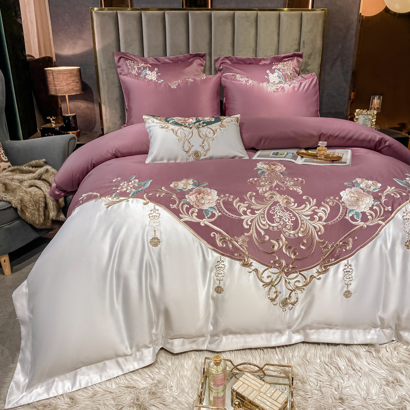 Julieta Pharlap Luxury 600 TC Cotton Flowers Royal Embroidery Duvet Bedding Set - DARIYA HOME