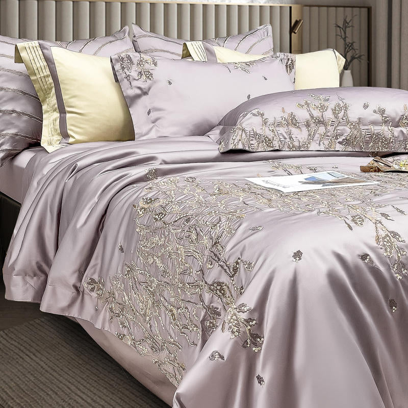 Cream Pearl Luxury 1000TC Egyptian Cotton Royal Embroidery Duvet Bedding Set - DARIYA HOME