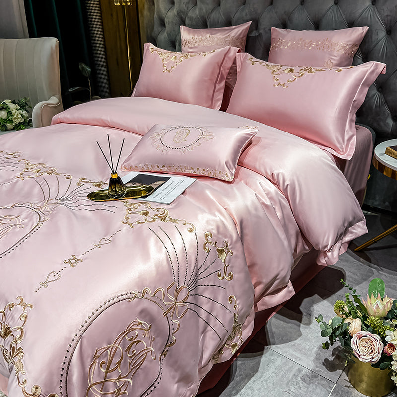 Naomi Clam Shell Luxury 600TC Satin Egyptian Cotton Royal Embroidered Duvet Bedding Set - DARIYA HOME